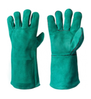 Heavy-Duty Red Leather Welding Gloves with Leather Piping – Heat Resistant & Durable Protection